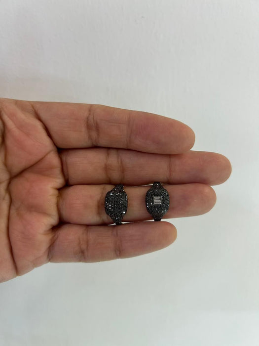 Pinky ring oro 14k diamantes negros