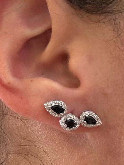 Broquel oro 14k con zafiro  naturales AR00717