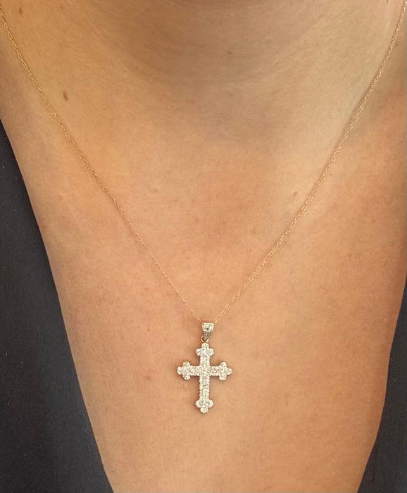 Gargantilla oro 10k con cruz diamantes naturales
