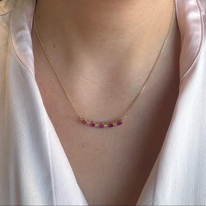 Gargantilla sonrisa 14K rubís y diamantes GA371