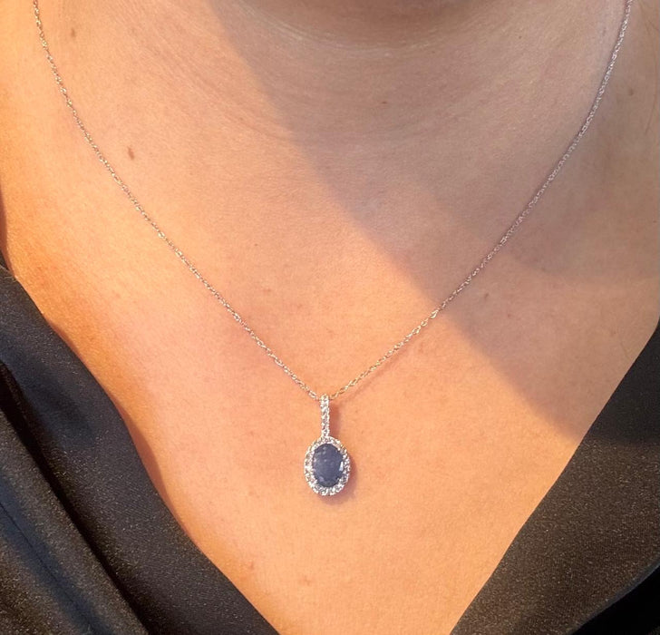 Gargantilla oro 10k con diamantes naturales y Zafiro