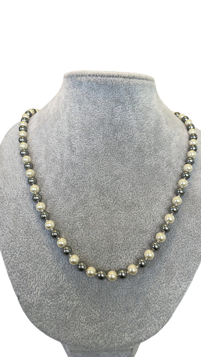 Gargantilla Bicolor de Perlas Mallorca y Hematita